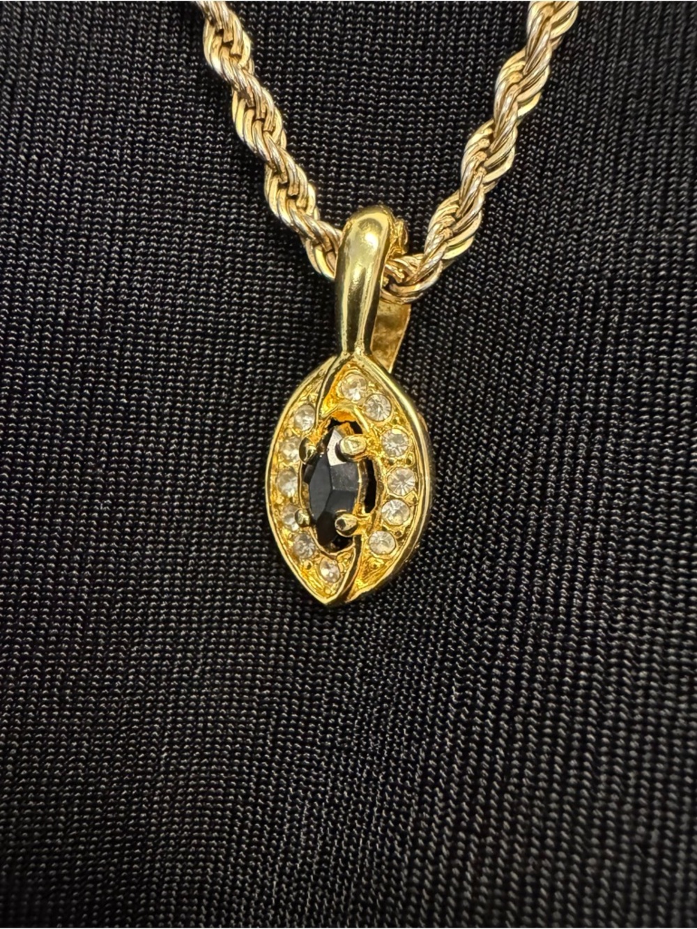 Pearl Enhancer Pendant w/ Simulated Blue Sapphire and Simulated diamonds Clip-On - Picture 5 of 5